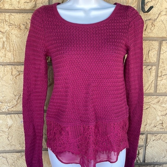 Lucky Brand Sweater Lace Bottom sheer Size XS y2k - Picture 2 of 12